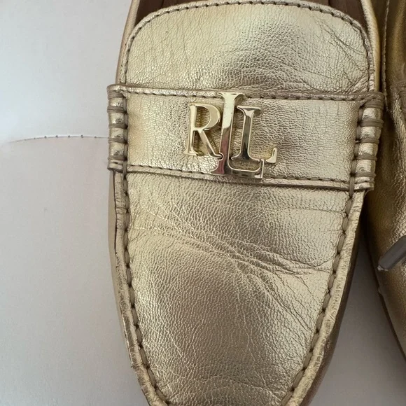 Ralph Lauren Gold Leather Women's Loafers. Leather. - Picture 5 of 5